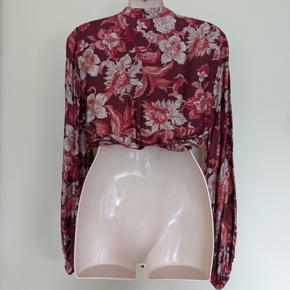 Zara voluminous floral printed blouse top small - Picture 8 of 14